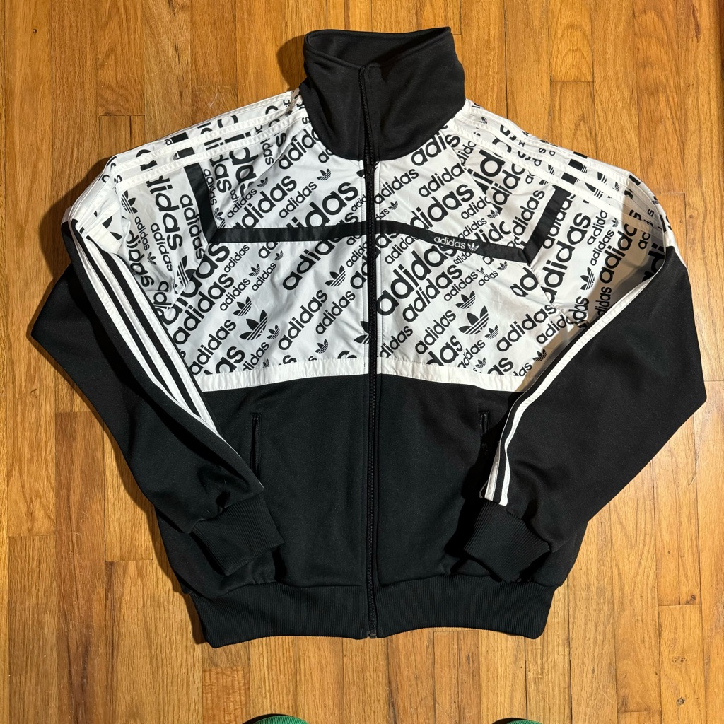 Adidas Originals Monogram Colorblock Trefoil Track Jacket - Unisex Black &White